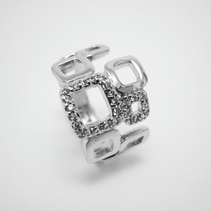 Multi-squares Wide Ring with Cubic Zirconia